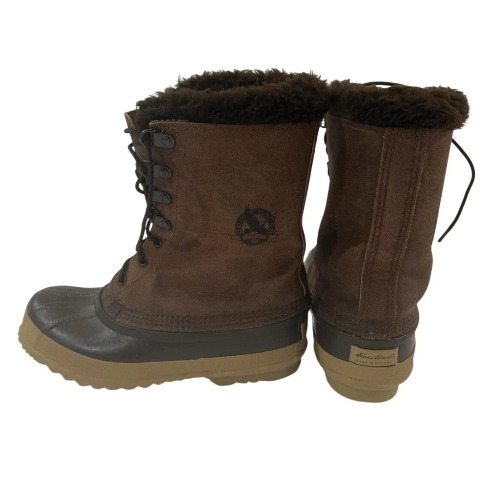 Vintage Eddie Bauer by SOREL Duck Boots Brown Suede Wool Lined Made Canada 6